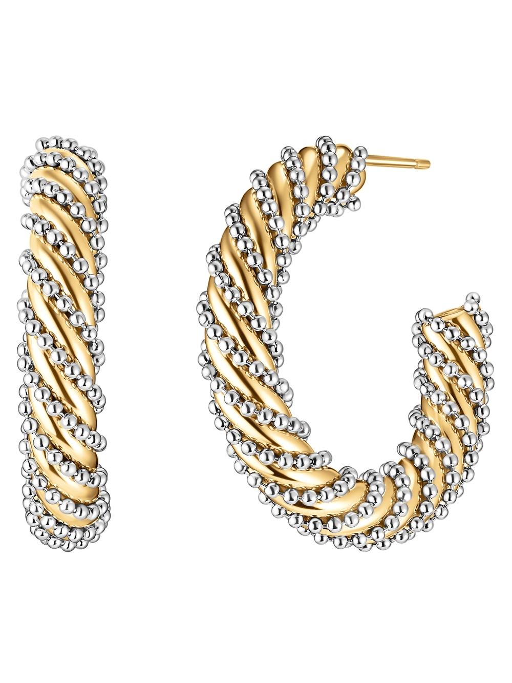 Gold and Silver Ball Twisted Hoop Earrings - Women Jewelry